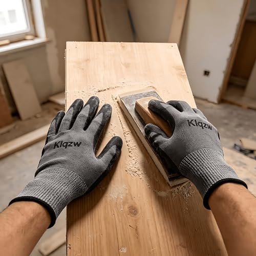 Nitrile Foam Coated Work Gloves for Men and Women, 6 Pairs 15-Gauge Nylon Spandex, 3-Finger Touchscreen Compatible, Oil Resistant Non-Slip Grip, Mechanic Warehouse Construction Gardening, Grey XLarge