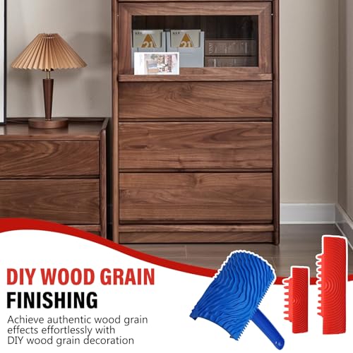 3PCS Wood Grain Tool Set, Soft Rubber, for DIY Faux Wood Painting