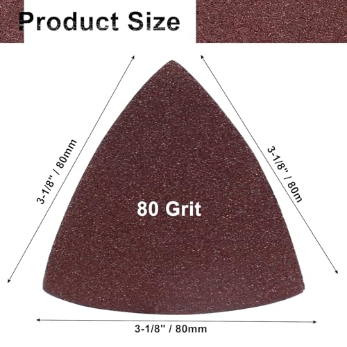 100 Pcs Triangle Sanding Pads, 80mm, 80 Grit - size: 80 Grit