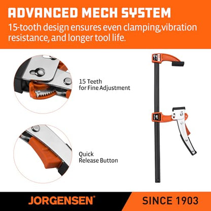 Jorgensen 12-Inch Bar Clamp Set, Ratcheting Bar Clamps, 2 Pack - size: 12 Inch