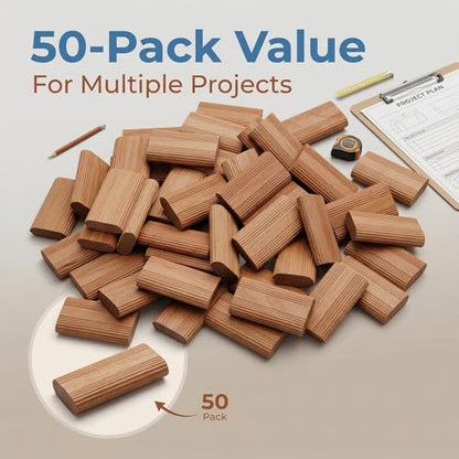 Wood Biscuits, 50Pack 8mm x 40mm Beechwood Loose Tenons Compatible with Loose Tenons Joinery Systems, Beech Tenons for Crafting Woodworking