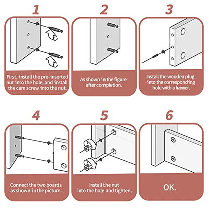 Jiozermi 36 Sets 3-in-1 Furniture Connecting Kit - size: A