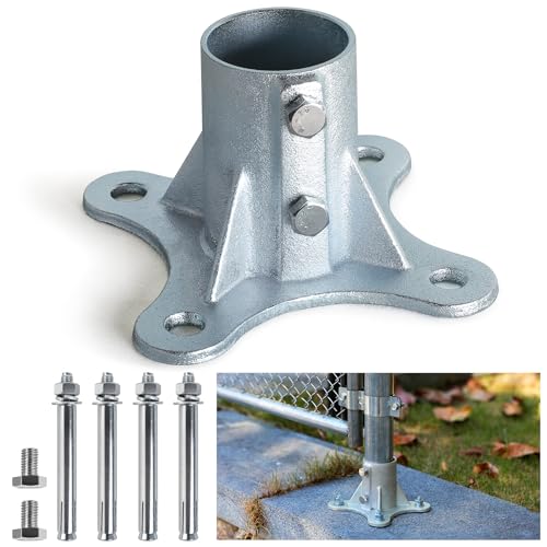 4Pack 2-1/2"(Actual: 2-3/8" OD) Chain Link Fence Post Base Flange Bracket Galvanized - size: 2 1/2"