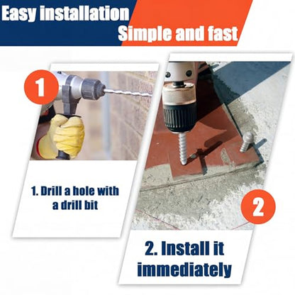 Tandefio 40 Pack 1/2" X 5" Concrete Anchors and Screw Kits Galvanized - size: 1/2" X 5"