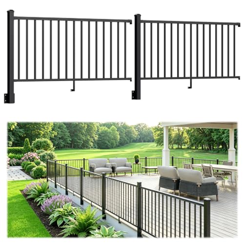 Egadis 2 Pack 36in H x 6ft W Modular Side Mount Aluminum Deck Railing Kit - color: Level 180D 6ft-P2
