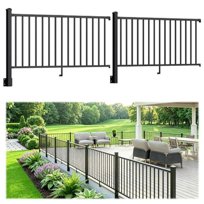 Egadis 2 Pack 36in H x 6ft W Modular Side Mount Aluminum Deck Railing Kit - color: Level 180D 6ft-P2