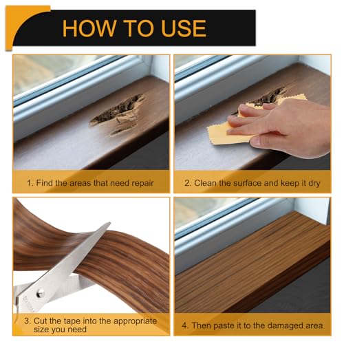 HARFINGTON Wood Grain Repair Tape 4" x 33ft Self Adhesive Repair Patch - color: White Wood, size: 4 Inch x 33ft