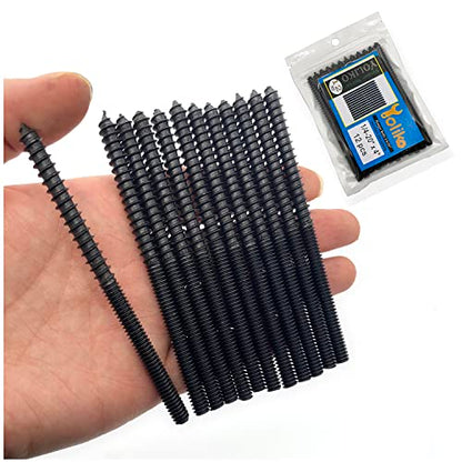 12 Pack 1/4-20 x 4 Inch Double Headed Bolts Black Hanger Bolts for Furniture Screws 100mm Length - size: Black 1/4-20"x4"-12PCS