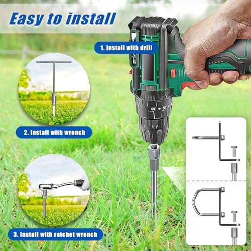 18" Screw In Ground Anchors, Heavy Duty Anchor Kit, 4 Pack - color: 18" – 4 Pack