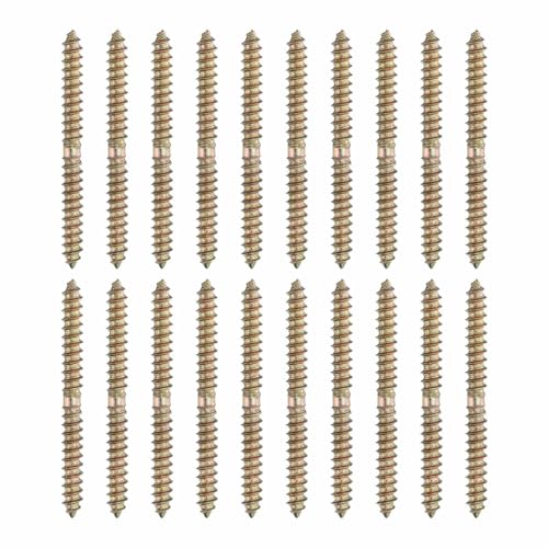 MECCANIXITY 20 Pcs Double Ended Screws, M6 x 70 mm Carbon Steel Hanger Bolts, Self-Tapping Wood Dowel Screws for Wood Joint Furniture, Color Zinc - size: M6 x 70 mm