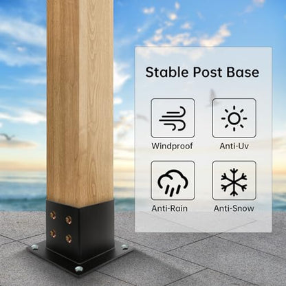 Post Base, 4 x 4 inch Wood Fence Post Anchor Base, Heavy Duty Powder-Coated Steel Post Bracket with Screws, for Deck Porch Railing (10 Pack Post Base 4x4") - size: 10 Pack Post Base 4x4"