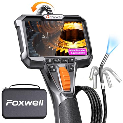 FOXWELL Y400 220° 2-Way Articulating Borescope, 0.24in Ultra-Slim Endoscope - size: 6.2mm