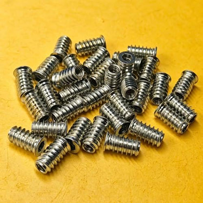 40PCS 1/4-20 x 20mm Threaded Inserts for Wood, Hex Socket Drive Metal Nut Fasteners with Hex Wrench for Furniture Assembly - size: 1/4-20 x 20mm