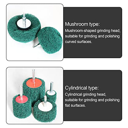 6PCS Non Woven Abrasive Buffing Polishing Wheel Drill Attachment Set,Scouring Pads Power Scrubber Cleaning Kit (Green) - style: green
