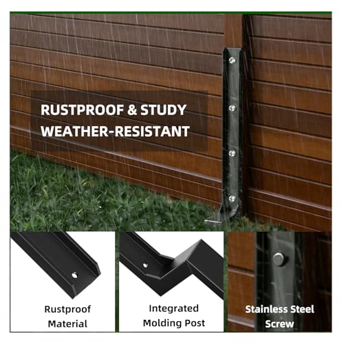 8PCS Fence Post Repair Kit, Heavy Duty Fence Posts Repair Stakes for Fix Wooden Broken Posts, Repair Tilted (8, Black) - color: Black