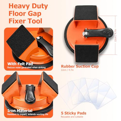 Heavy Duty Floor Gap Fixer Tool, Dual-Sided 45°Striking Surface - Orange - color: Orange