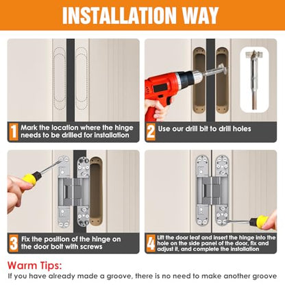 7" Hidden Door Hinge/Concealed Hinges,Invisible Hinges - color: silvery, size: 7 inches