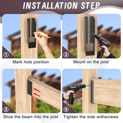 Concealed Joist Hanger Bracket 16PCS,2"x8" Concealed Flanges for 2"x8" Beam