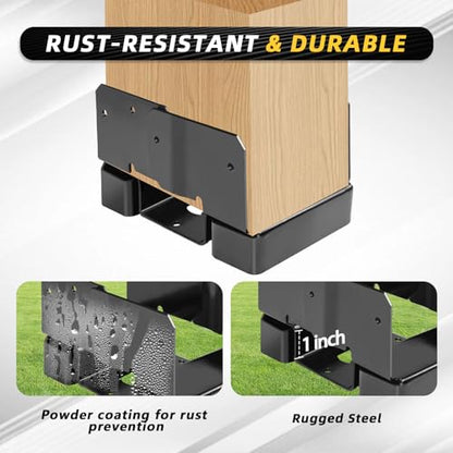 10Pcs 4x6 Post Base Brackets Fit for Concrete Black - size: Black