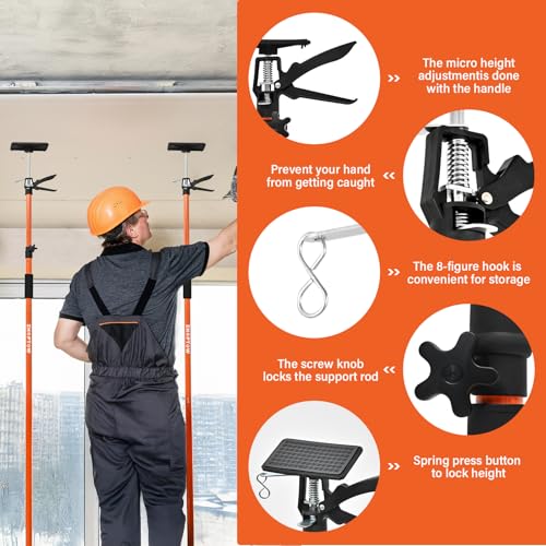 Adjustable Support Pole - Cabinet Jack, Drywall Lift, 45"-114" Adjustable Height, Supports Up to 154lbs, 3rd Hand,Cabinet Jacks for Installing cabinets,Ceiling, Cargo Bars - size: 45"-114" 2PC