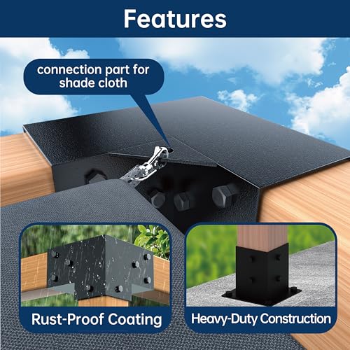 Pergola Bracket Kit 4x4, 4pcs 3-Way Right Angle Corner Bracket and 4pcs Base, Heavy Duty Corner Bracket DIY Shed Kit, for Gazebo, Pergolas, Wood Stand Sheds, Metal Gazebo Kits, with Screws - size: 4x4 Corner 4pcs + Base 4pcs