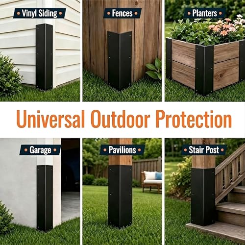 Stainless Steel Vinyl Siding Corner Guards- 2 Pack 11.8x3.4x3.4 Cap Trim - color: Black