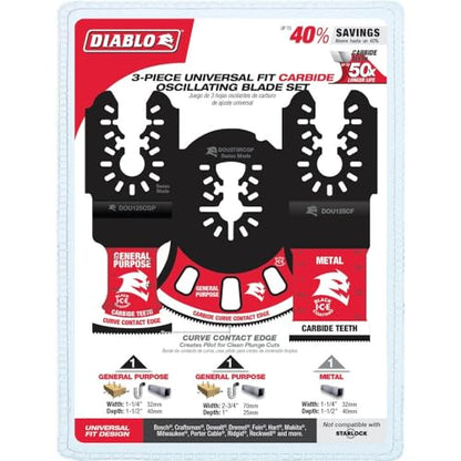 Diablo Universal Fit Carbide Oscillating Blade Set - 3-Piece