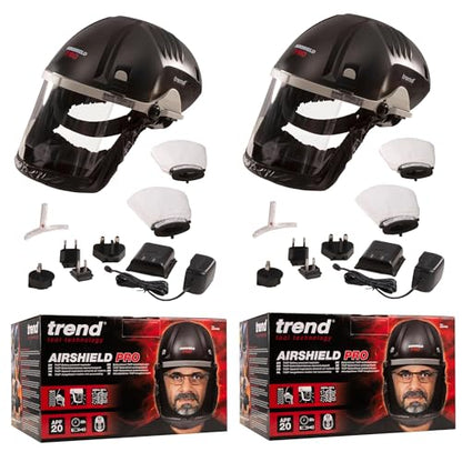TREND Airshield Pro Twin Pack Respirator Bundle, Powered Air Circulating Dust Protection for Two Woodworkers, Full Face Shield Design with Rechargeable Batteries, AIR/PRO/D7 - style: Twin Pack