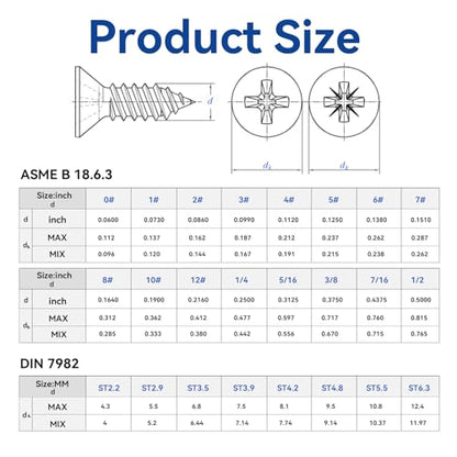 QISHENG 100 PCS #4x3/8(0.375 inch) Stainless Steel Phillips Flat Head Wood Screws,Stainless Steel 18-8 A2(304) Screw - color: Colorless, size: #4X3/8"(0.375 inch)