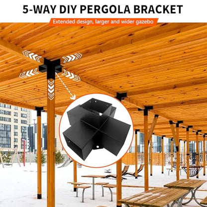 5-Way Pergola Coner Bracket,Galvanized Steel Woodwork Bracket for 4" x 4“(3.5" x 3.5”) Lumber,Metal DIY Bracket for Outdoor Gazebos,Porchs with Screws - 1Pack - size: 4"x4" 1pcs, style: 5-way Conrner Bracets