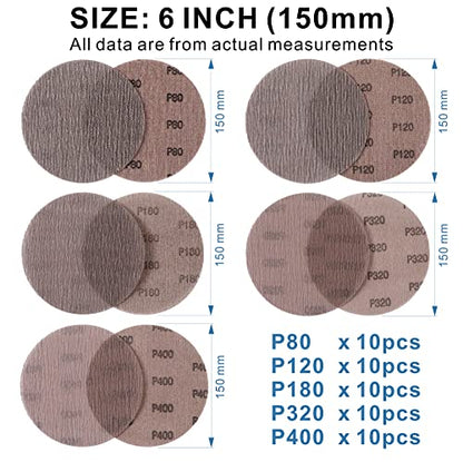 50-Pack 6" Ceramic Alumina Mesh Sanding Discs, Assorted Grit Hook & Loop - style: Assortment - 6 inch