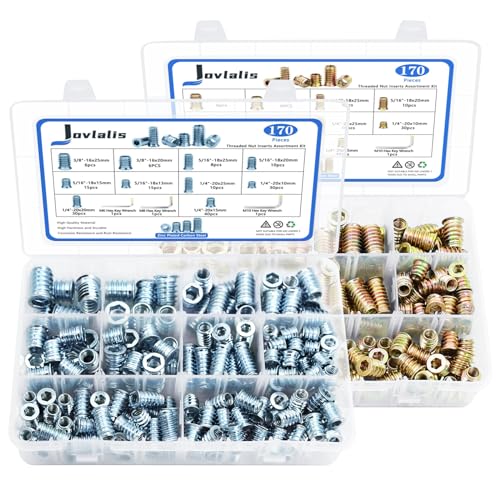 Threaded Inserts 340 PCS, 10 Sizes Assortment Kit for Wood Furniture - size: 340 PCS