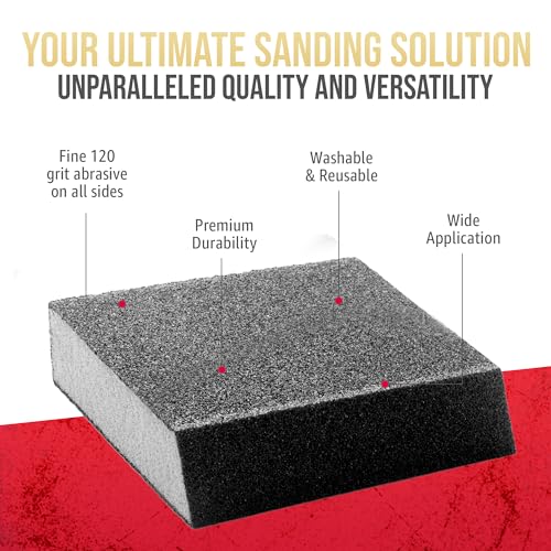Sanding Sponge Blocks, Single Angle, 5" x 3" x 1", 120 Grit, Fine, 24 Pack - size: Single Angle, style: Fine Grit