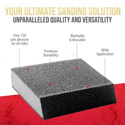 Sanding Sponge Blocks, Single Angle, 5" x 3" x 1", 120 Grit, Fine, 24 Pack - size: Single Angle, style: Fine Grit