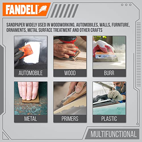 Fandeli | Multi-Purpose Sandpaper | 100 Grit | 50 Sheets of 9'' x 11'' | Ideal for Sanding Metal, Untreated Wood and Painted Surfaces | Sandpaper Sheets | Sandpaper Grit. - style: 100 Grit