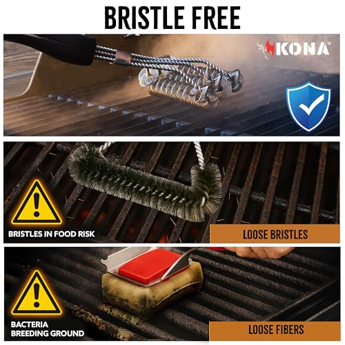 Kona Safe/Clean Bristle-Free Grill Brush - Stainless Steel BBQ Cleaner