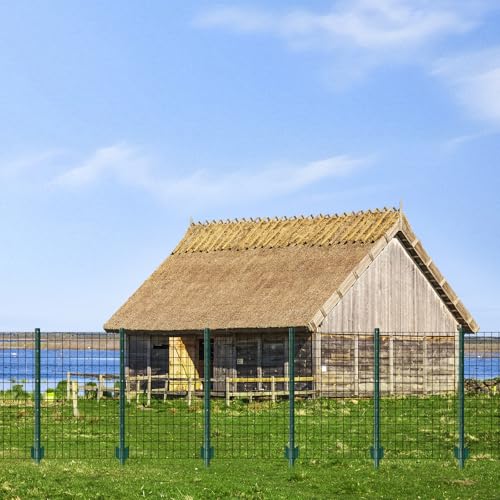 Metal Fence Posts Heavy Duty U-Post Stakes for Wire Fencing, 3 FT Green - color: Green, size: 3FT-10P