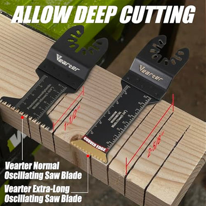 Bimetal Titanium Oscillating Tool Blade 4PCS, Extra Long for Metal
