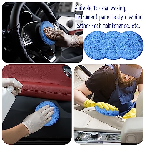 Tanlade 100 Pcs Car Detailing Microfiber Applicator Pad Wax Applicator Wash Microfiber Pads, 5 Inch Diameter (Blue) - color: Blue