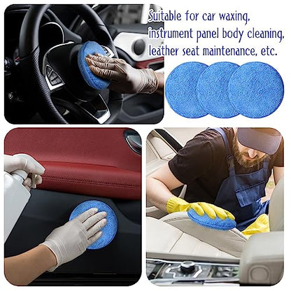 Tanlade 100 Pcs Car Detailing Microfiber Applicator Pad Wax Applicator Wash Microfiber Pads, 5 Inch Diameter (Blue) - color: Blue