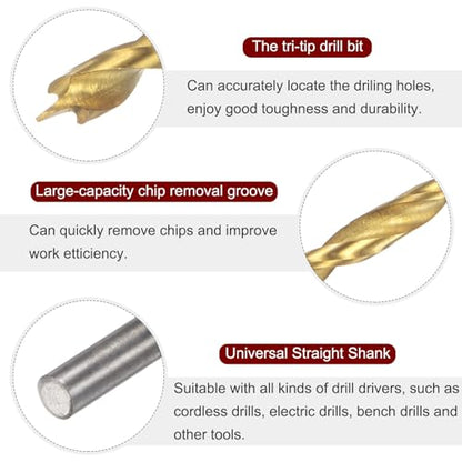 HARFINGTON 3pcs Brad Point Drill Bit 3mm/1/8 Dia Straight Round Shank - size: 3mm