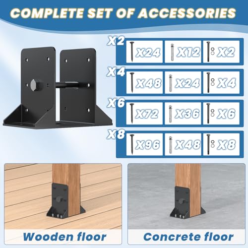 6x6 Post Base 2 Pcs,Inner Size 5.6"x5.6" Post Anchors, - size: 6x6