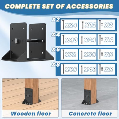 6x6 Post Base 2 Pcs,Inner Size 5.6"x5.6" Post Anchors, - size: 6x6