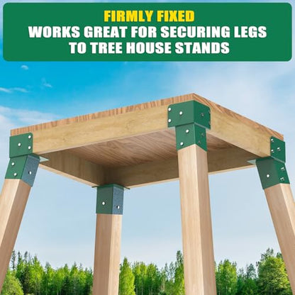 Dolibest Heavy Duty Deer Stand Brackets, 4x4 Compound Angle Bracket, Powder Coated Elevated Bracket for Outdoor Platforms, Deer Hunting, Shooting Shack, Observation Decks& Tree Houses (4Pack) - color: D: Green-4Pcs