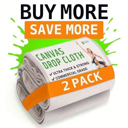 GREEN LIFESTYLE All Purpose Canvas Drop Cloths - Drop Cloth for Painting, Floor Cover, Heavy Duty Protection for Furniture & Surfaces, Reusable Painters Canvas Tarp for Renovation (2 Pack 4x10) - size: 4x10
