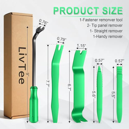 LivTee 5 pcs Auto Trim Removal Tool Kit, No Scratch Plastic Pry Tool Kit - Interior Door Panel Clip Fastener Removal Set for Vehicle Dash Radio Audio Installer (Green) - color: Green