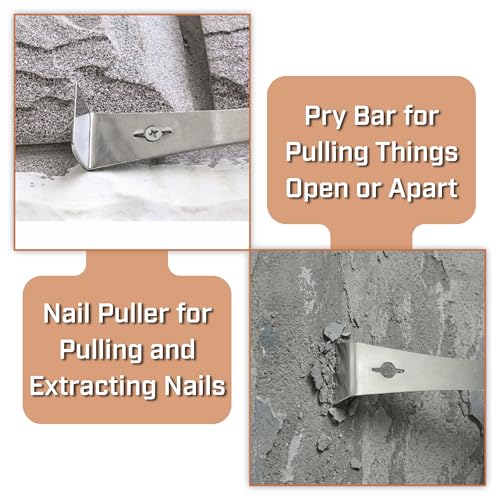 Bates- Flat Pry Bar Scraper, 2 pcs, 7-1/4" & 9-1/4", Stainless Steel, Trim Puller Tool for Baseboard