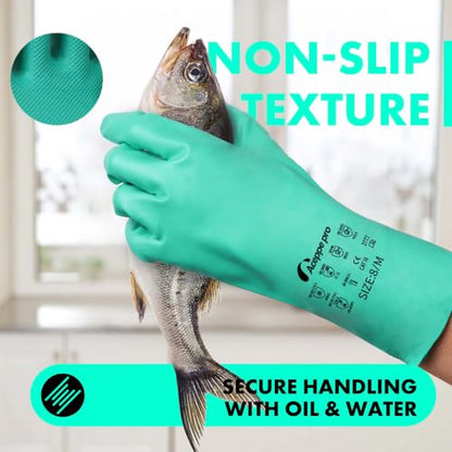 2 Pairs Chemical Resistant Heavy Duty Rubber Gloves(Large)