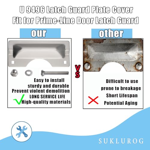 U 9496 Latch Guard Plate Cover Fit for Prime-Line Door Latch Guard, 3" x 7"