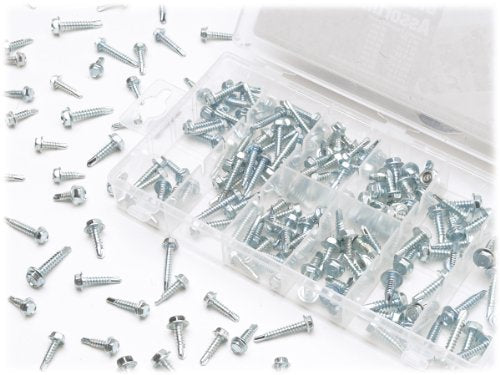 Performance Tool W5220 200-Piece Hex Washer Head Self-Drilling Screws Kit - style: 200pc Hex Washers Kit